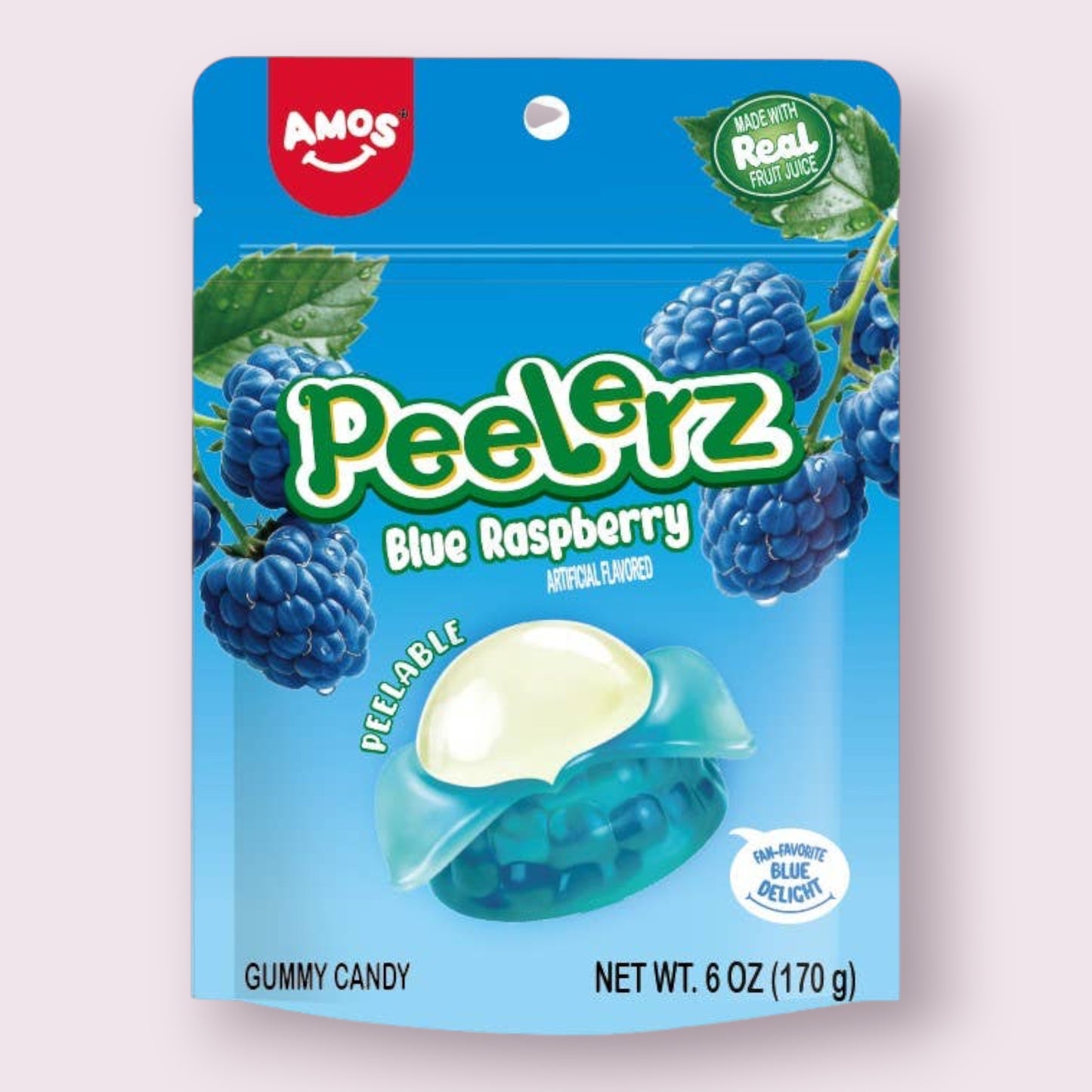 Amos Gummy Peelerz Blue Raspberry 6oz Candy Grandpa Joe's Candy Shop