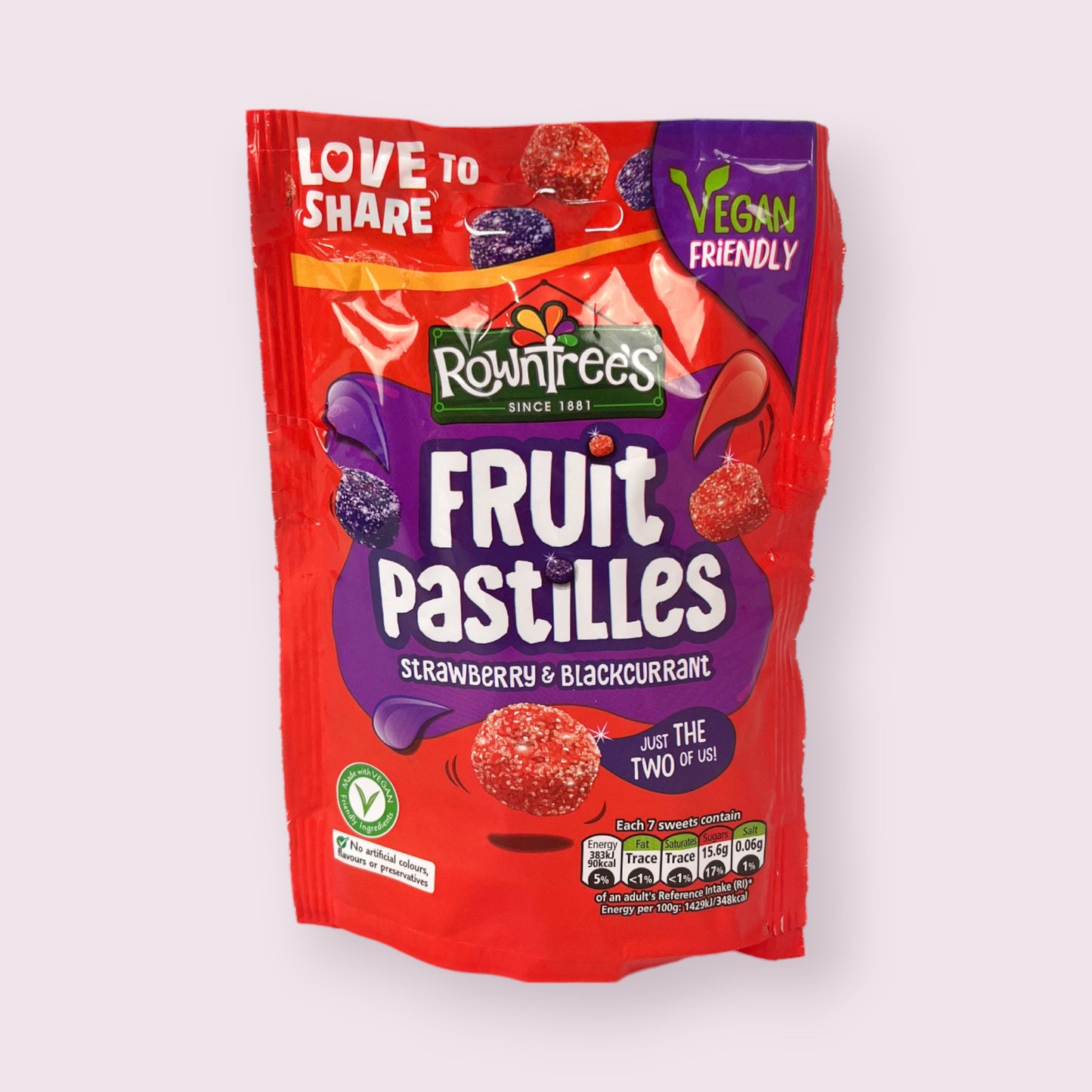 Rowntrees Fruit Pastilles Bag British Pixie Candy Shop Fruit Pastilles Strawberry and Black Currant Bag