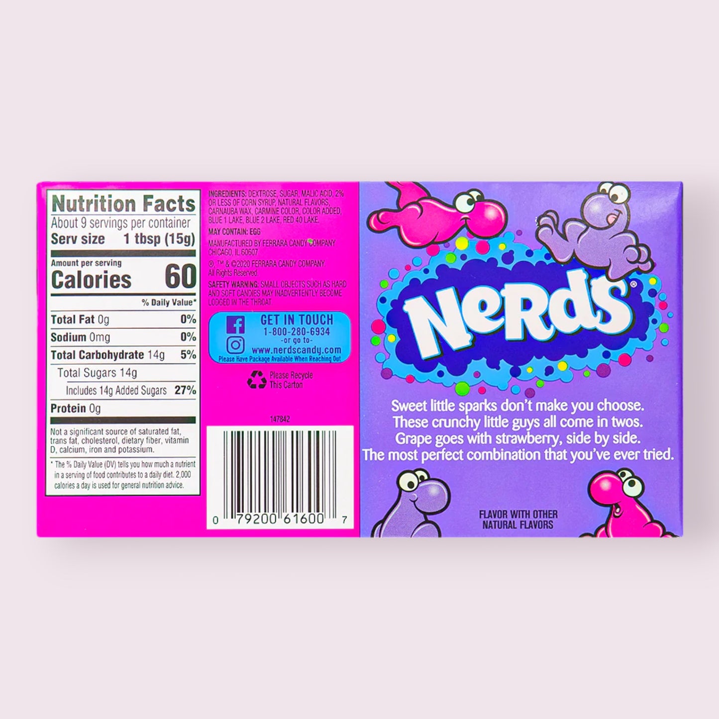 Wonka Nerds Grape & Strawberry Theatre Size Pixie Candy Shoppe