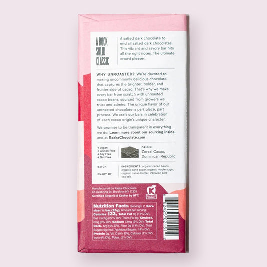 Raaka Pink Sea Salt Dark Chocolate Bar Pixie Candy Shoppe