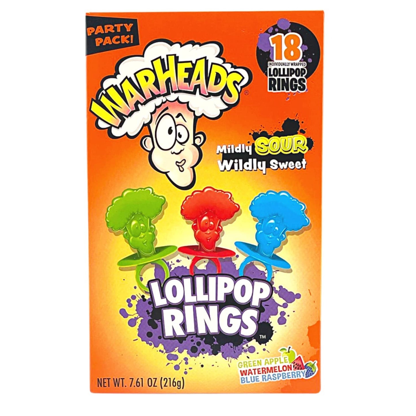 Warheads Lollipop Rings 18 Pack Pixie Candy Shoppe