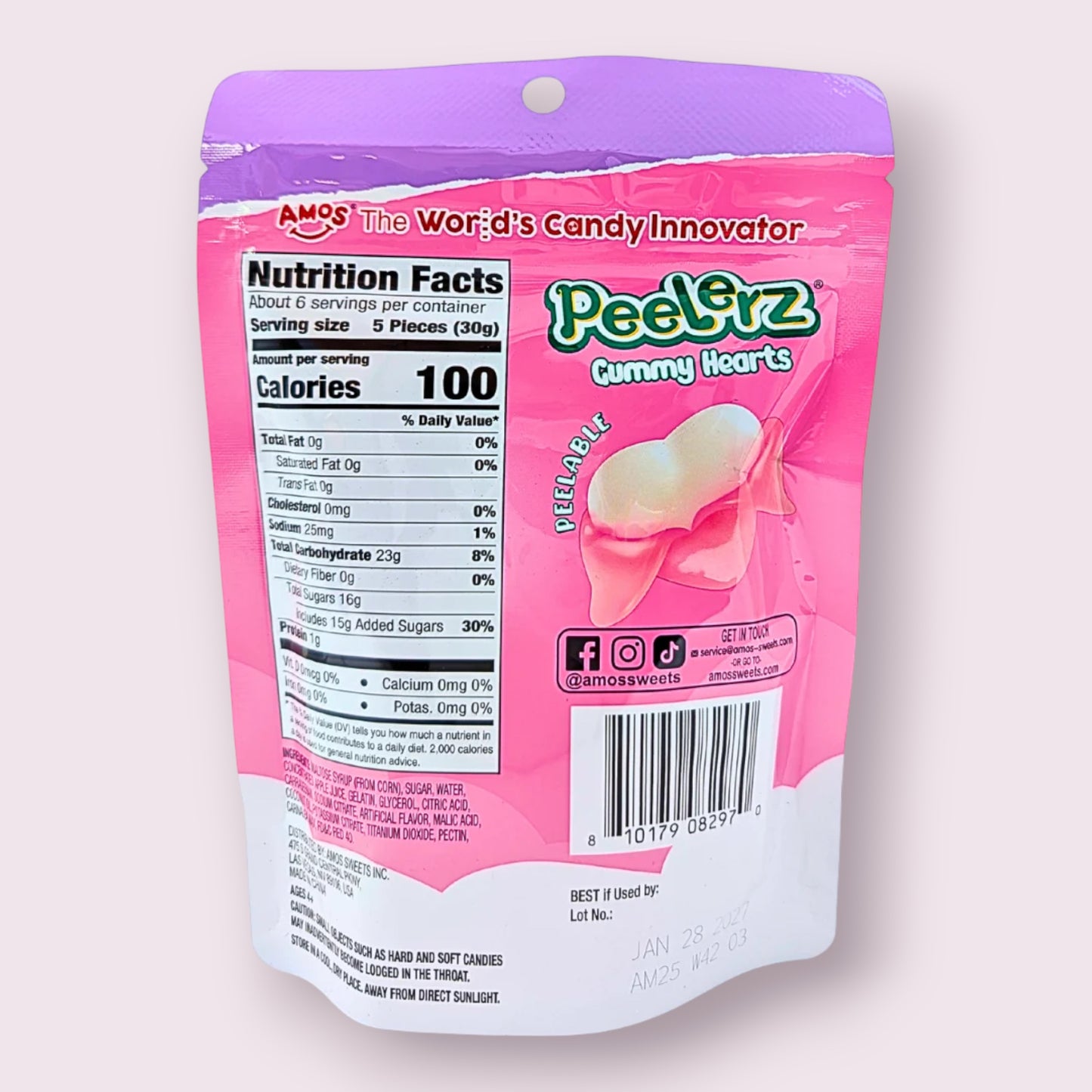 Amos Peelerz Valentine Gummy Hearts 6oz Grandpa Joe's Candy Shop