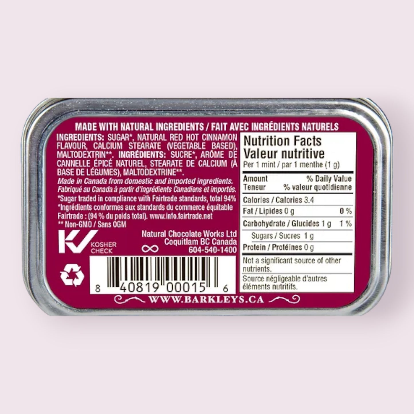 Barkleys Cinnamon Mints Tin Pixie Candy Shoppe
