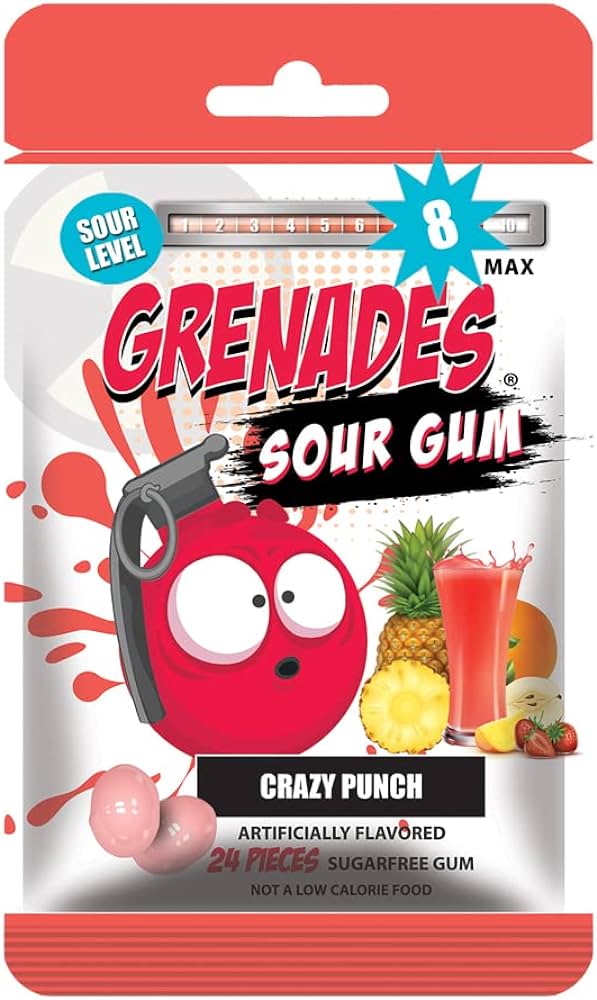 Grenades Sour Gum Crazy Punch  Pixie Candy Shoppe   