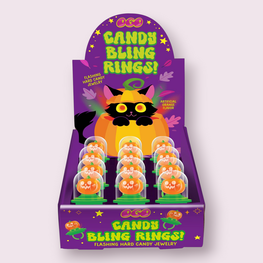 Pumpkin Flashing Hard Candy Bling Rings Grandpa Joe's Candy Shop