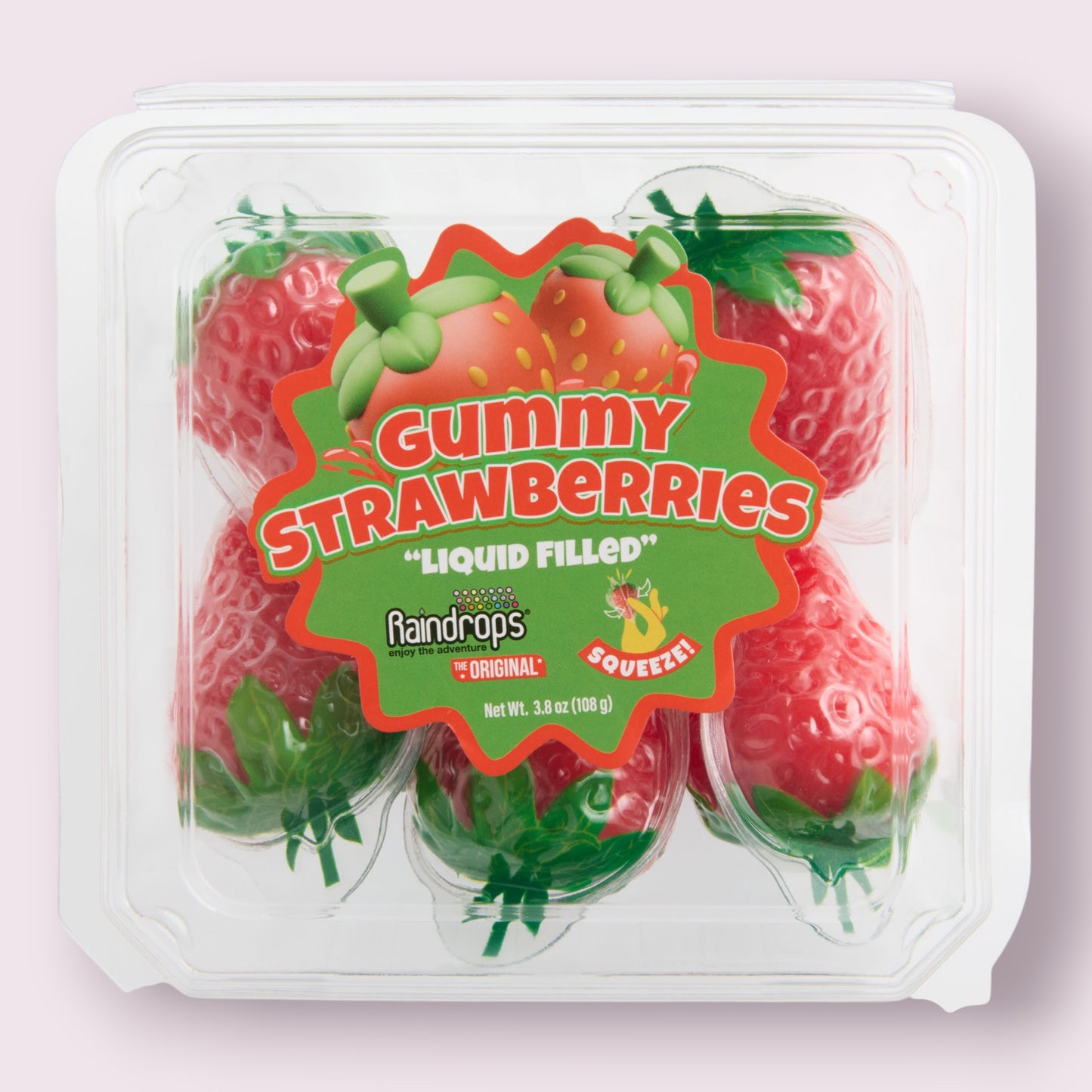 Raindrops Gummy Liquid Filled Strawberries Candy Grandpa Joe's Candy Shop