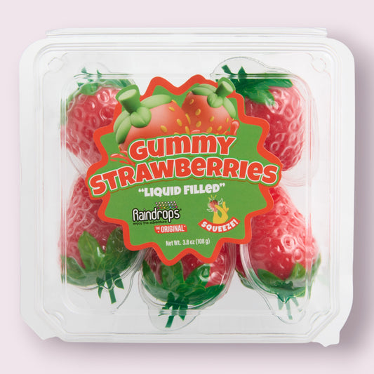 Raindrops Gummy Liquid Filled Strawberries Candy Grandpa Joe's Candy Shop