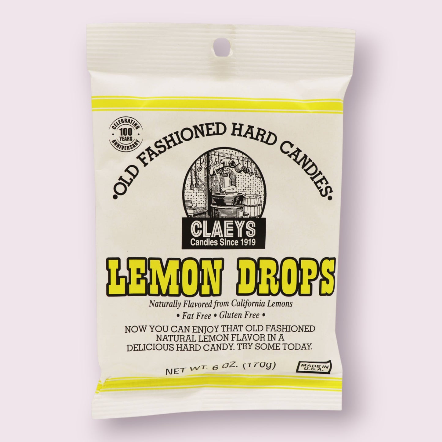 Claeys Old Fashioned Hard Candies Lemon Drops, 6oz Bag Grandpa Joe's Candy Shop