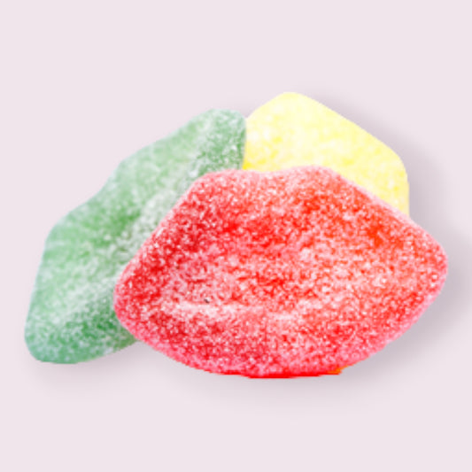 Swedish Sour Raspberry, Lemon and Pear flavored Gummy Lips  Pixie Candy Shoppe   