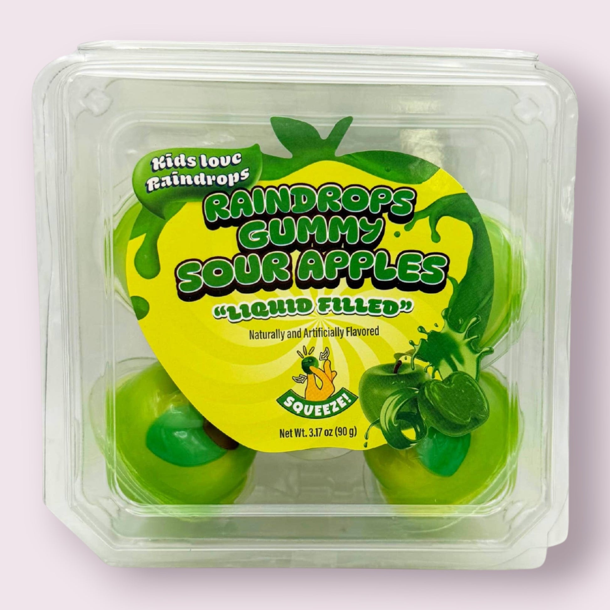 Raindrops Gummy Liquid Filled Sour Apples 3.17oz Candy Grandpa Joe's Candy Shop