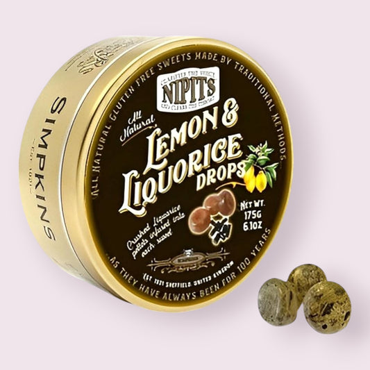 Simpkin's Lemon & Licorice Drops Tin Pixie Candy Shoppe