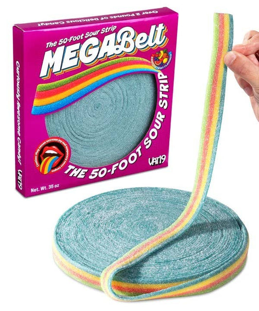 50 Foot Long Mega Sour Rainbow Candy Belt 35oz Long Island Candy Factory