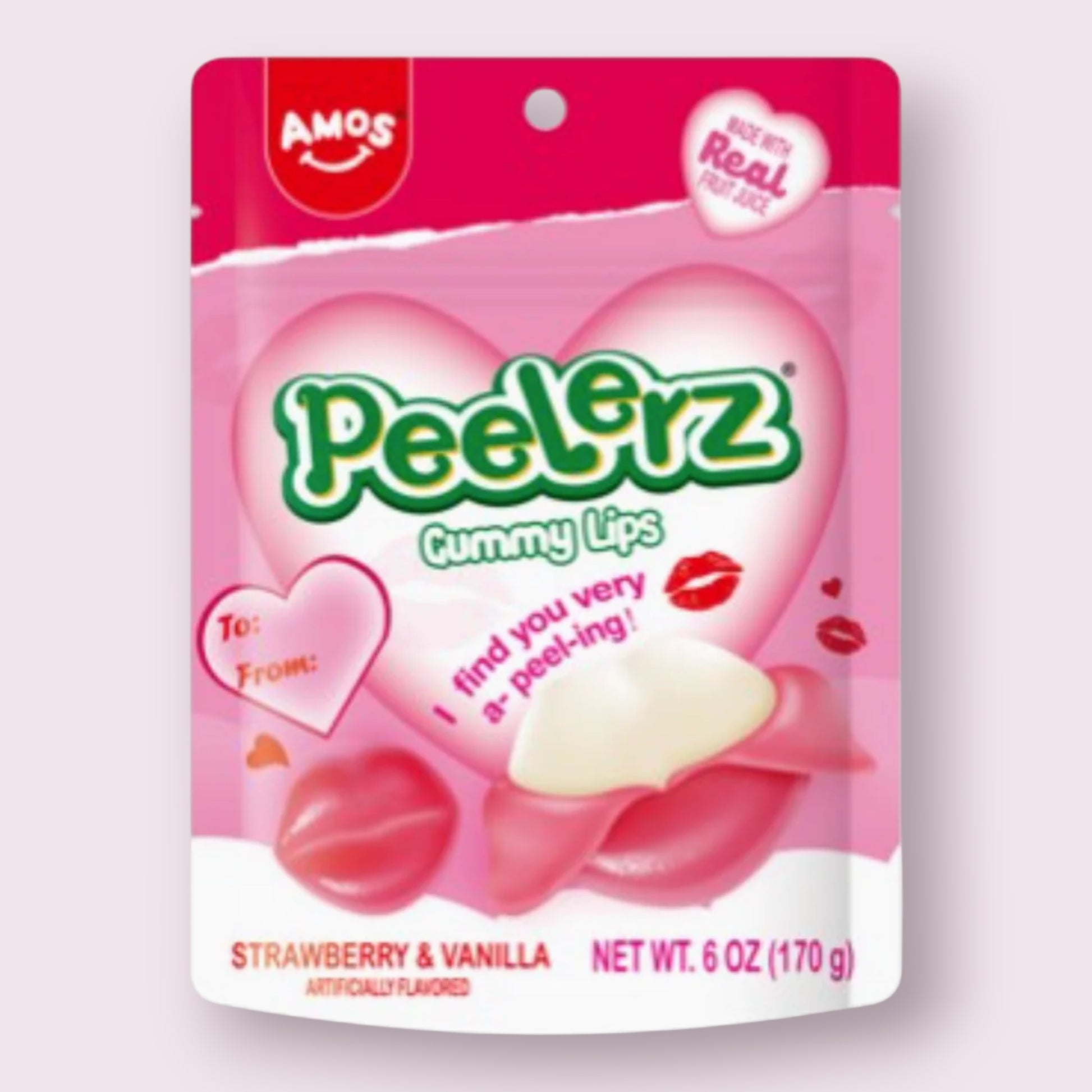 Amos Peelerz Valentine Gummy Lips 6oz Grandpa Joe's Candy Shop