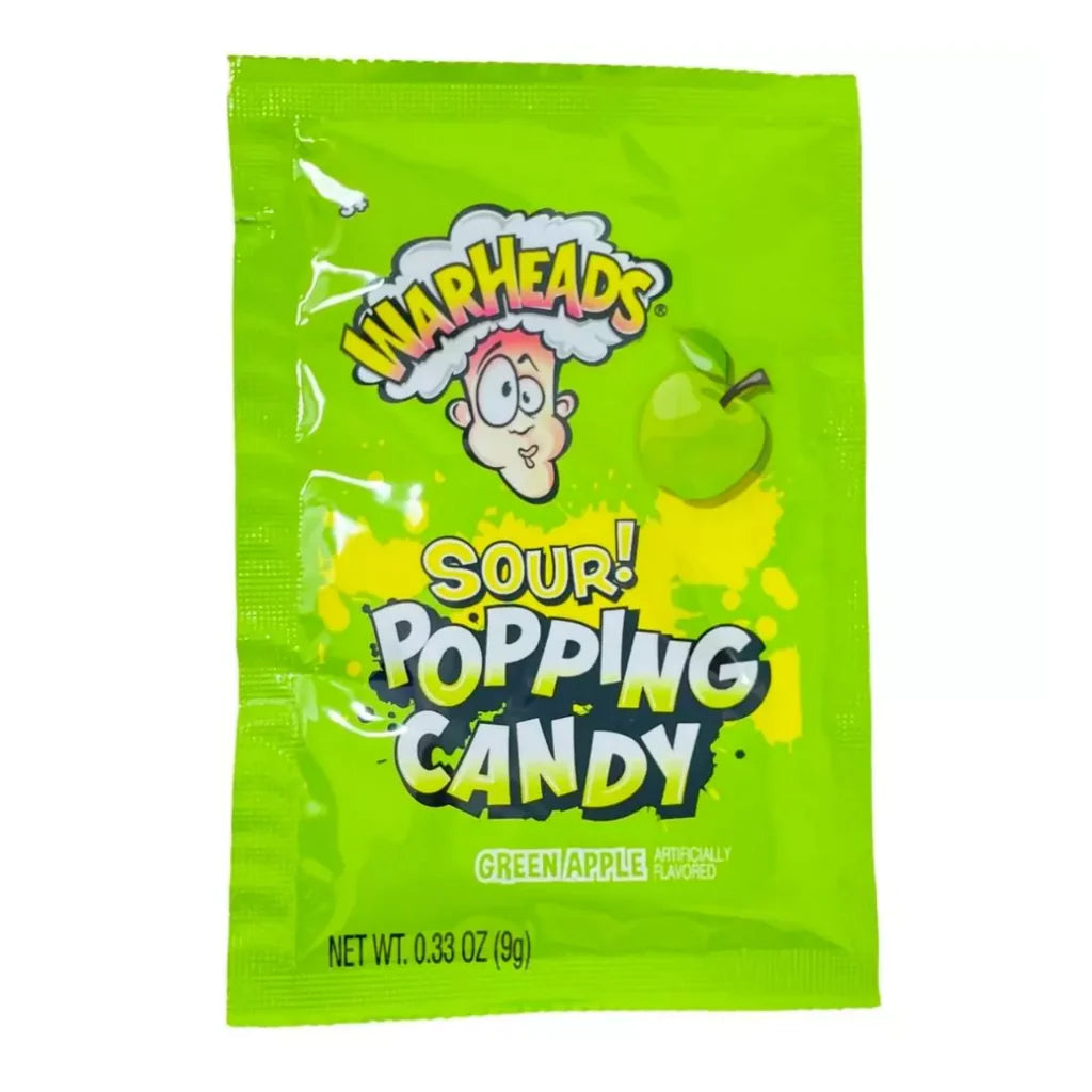 Warhead Sour Popping Candy Pouch  Pixie Candy Shoppe Green apple  