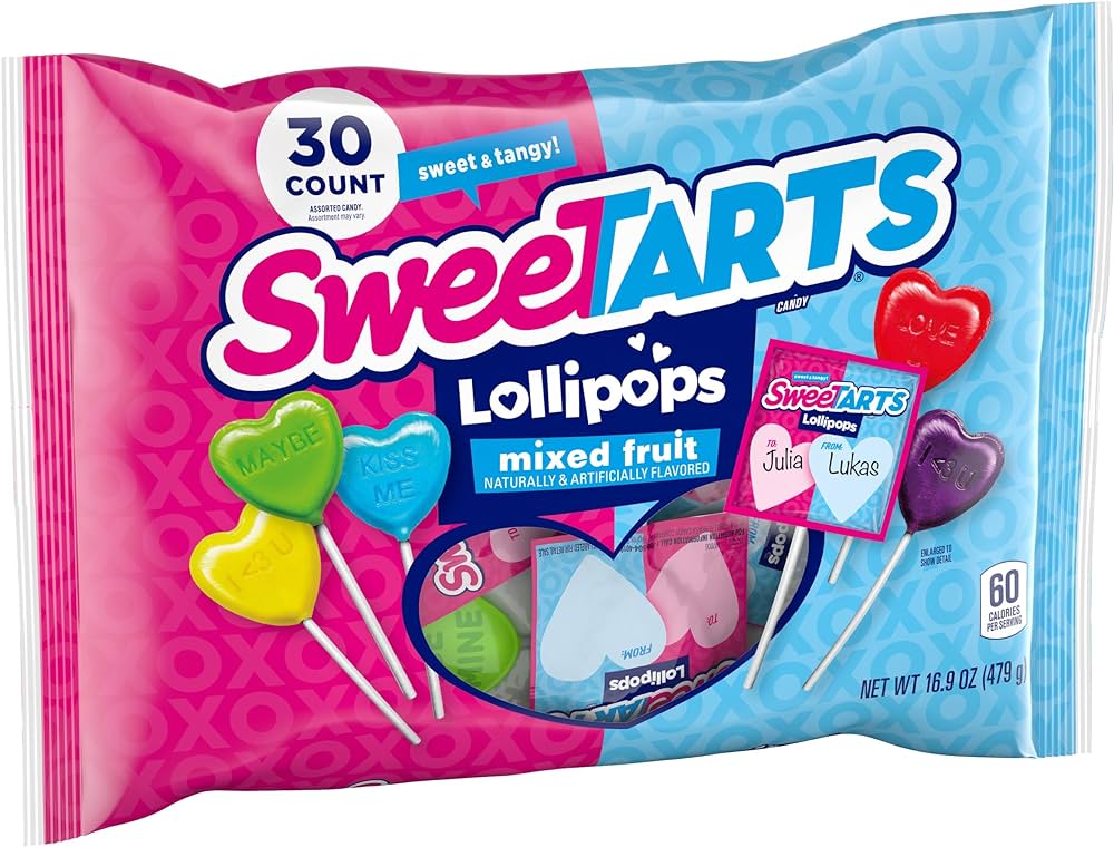 Sweetarts Valentines Lollipops Bag  Pixie Candy Shoppe   