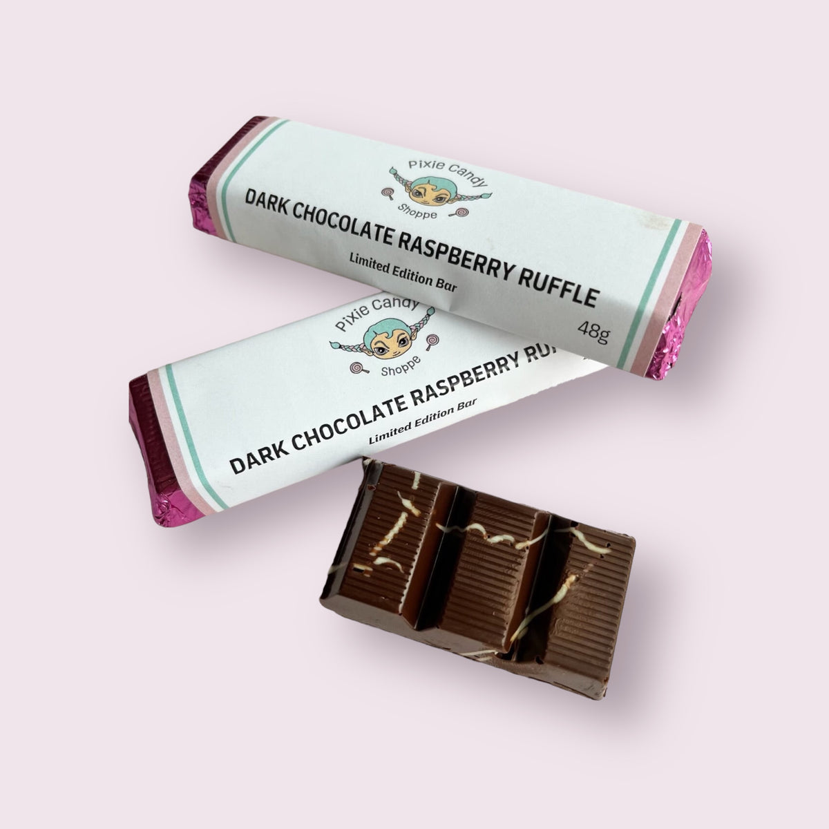 Retro Raspberry Ruffle Tin Pixie’s Raspberry Ruffle Signature Chocolate Bar – Pixie Candy Shoppe