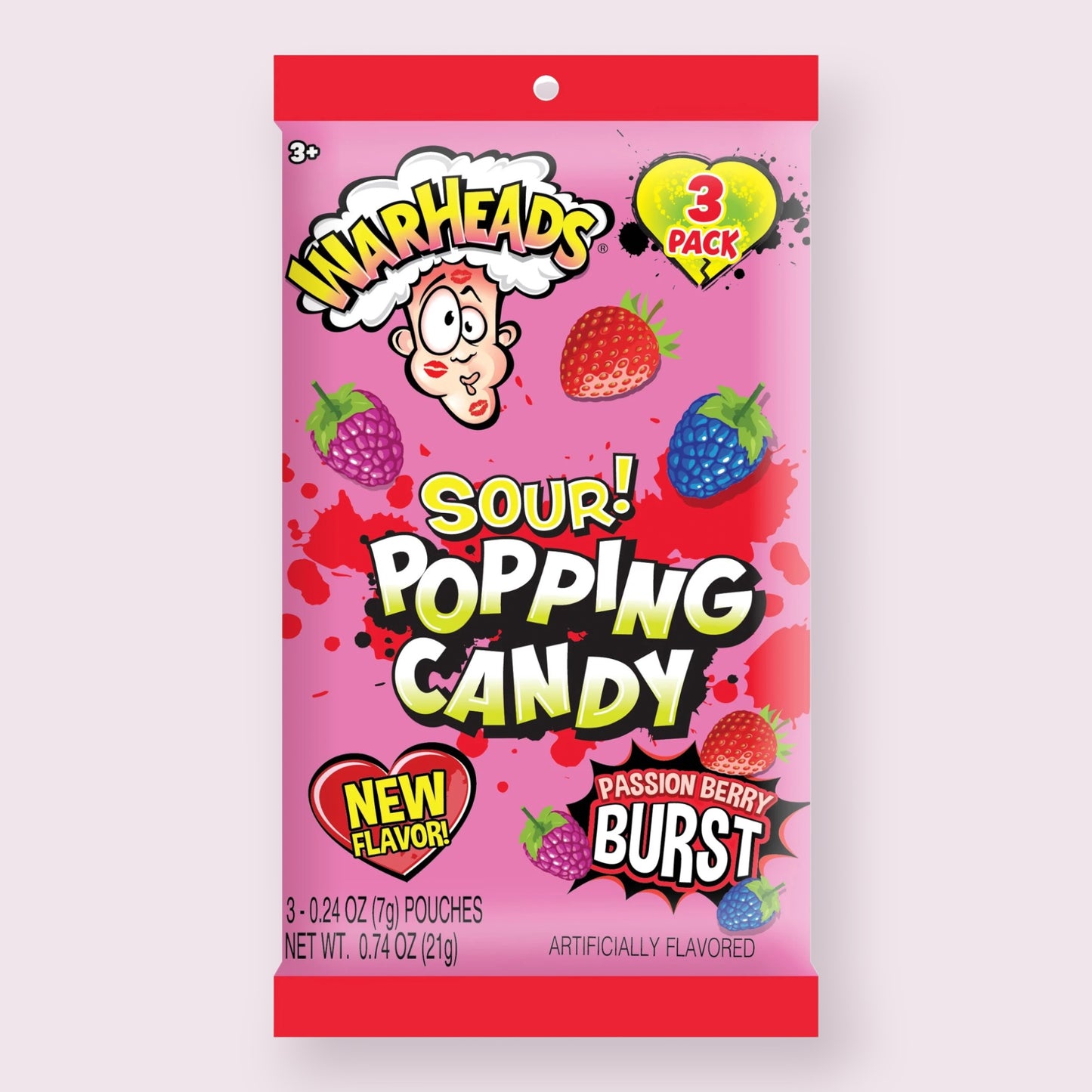 Warheads Sour Popping Candy (valentine) 3 pack Pixie Candy Shoppe