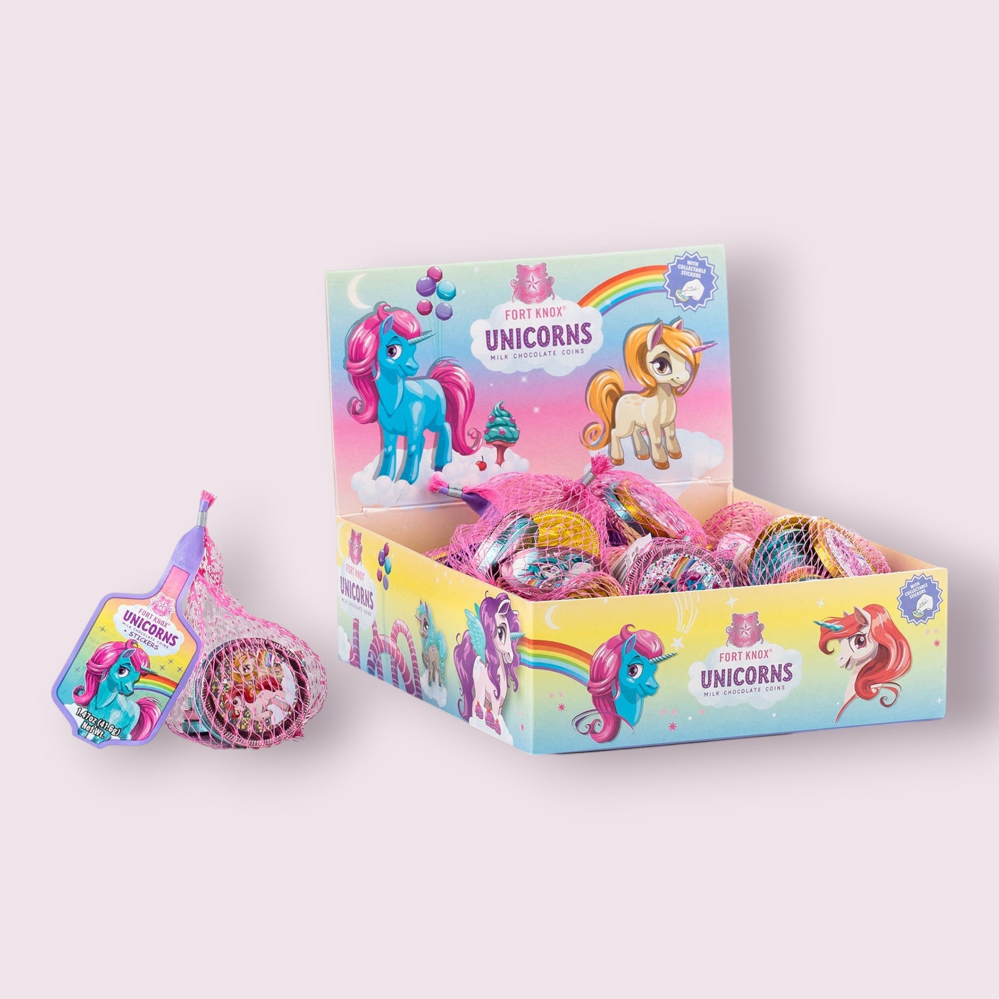 Fort Knox Chocolate Unicorn Coins, 1.47oz Mesh Bag Grandpa Joe's Candy Shop
