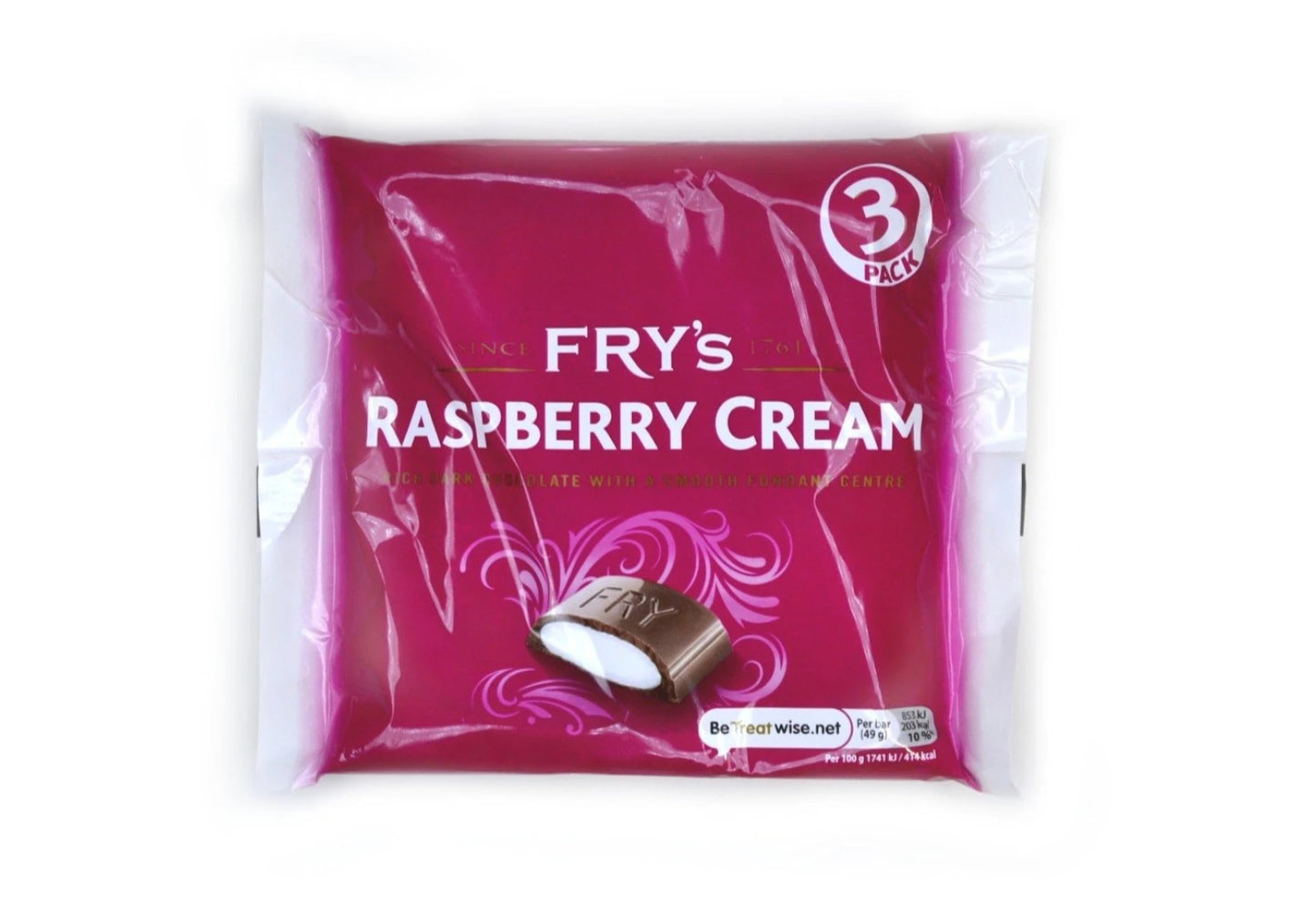 Fry's Cream Bars British Pixie Candy Shoppe Raspberry 3pk  